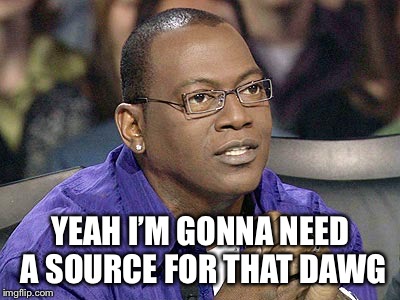 randy jackson | YEAH I’M GONNA NEED A SOURCE FOR THAT DAWG | image tagged in randy jackson | made w/ Imgflip meme maker