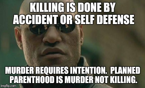 Matrix Morpheus Meme | KILLING IS DONE BY ACCIDENT OR SELF DEFENSE MURDER REQUIRES INTENTION.  PLANNED PARENTHOOD IS MURDER NOT KILLING. | image tagged in memes,matrix morpheus | made w/ Imgflip meme maker