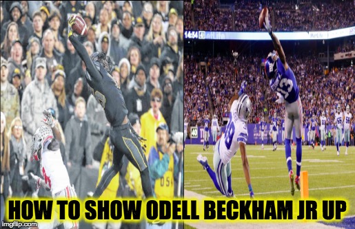 Iowa hawkeye one hand | HOW TO SHOW ODELL BECKHAM JR UP | image tagged in nfl,nfl memes | made w/ Imgflip meme maker