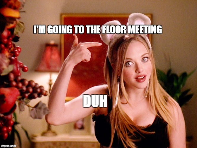 mean girls | I'M GOING TO THE FLOOR MEETING; DUH | image tagged in mean girls | made w/ Imgflip meme maker