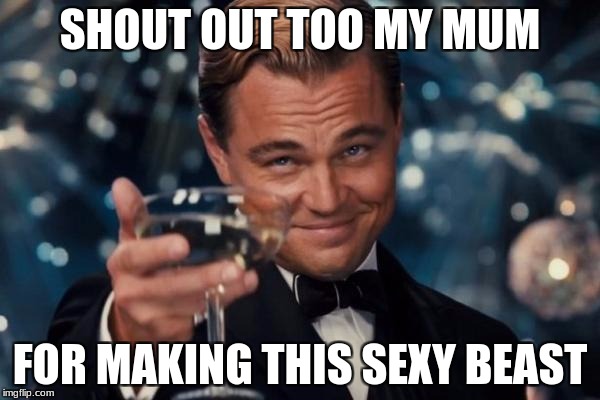 Leonardo Dicaprio Cheers Meme | SHOUT OUT TOO MY MUM; FOR MAKING THIS SEXY BEAST | image tagged in memes,leonardo dicaprio cheers | made w/ Imgflip meme maker