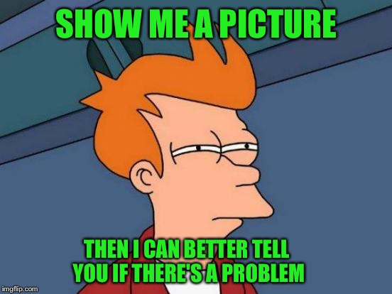 Futurama Fry Meme | SHOW ME A PICTURE THEN I CAN BETTER TELL YOU IF THERE'S A PROBLEM | image tagged in memes,futurama fry | made w/ Imgflip meme maker