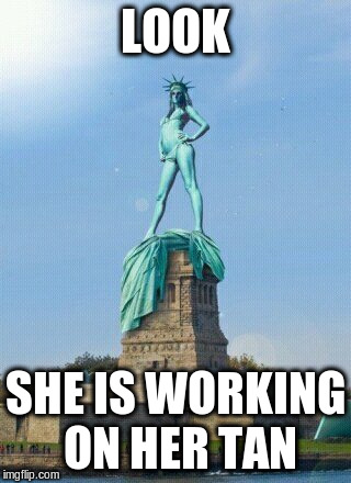 LOOK SHE IS WORKING ON HER TAN | made w/ Imgflip meme maker