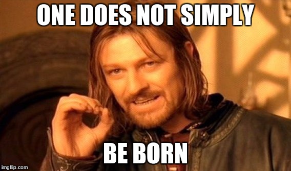 One Does Not Simply Meme | ONE DOES NOT SIMPLY BE BORN | image tagged in memes,one does not simply | made w/ Imgflip meme maker