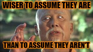 WISER TO ASSUME THEY ARE THAN TO ASSUME THEY AREN'T | made w/ Imgflip meme maker