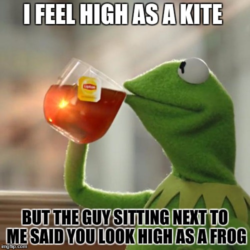 But That's None Of My Business Meme | I FEEL HIGH AS A KITE; BUT THE GUY SITTING NEXT TO ME SAID YOU LOOK HIGH AS A FROG | image tagged in memes,but thats none of my business,kermit the frog | made w/ Imgflip meme maker