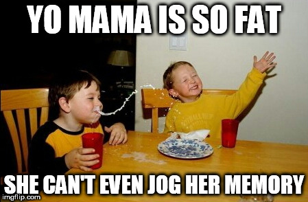 Yo Mamas So Fat Meme | YO MAMA IS SO FAT; SHE CAN'T EVEN JOG HER MEMORY | image tagged in memes,yo mamas so fat | made w/ Imgflip meme maker