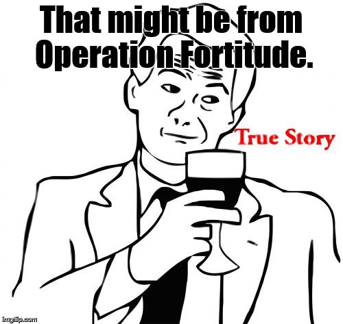 That might be from Operation Fortitude. | image tagged in true story | made w/ Imgflip meme maker