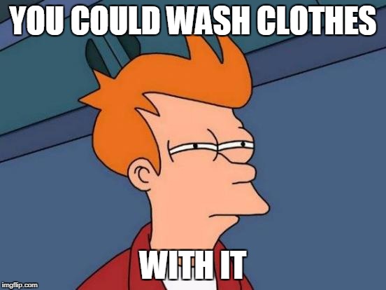 Futurama Fry Meme | YOU COULD WASH CLOTHES WITH IT | image tagged in memes,futurama fry | made w/ Imgflip meme maker