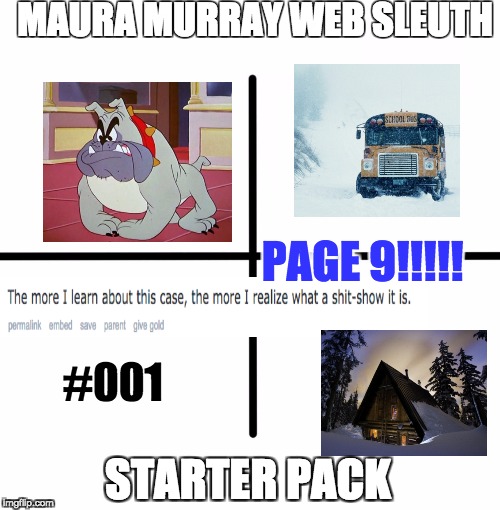 Blank Starter Pack | MAURA MURRAY WEB SLEUTH; PAGE 9!!!!! #001; STARTER PACK | image tagged in x starter pack | made w/ Imgflip meme maker