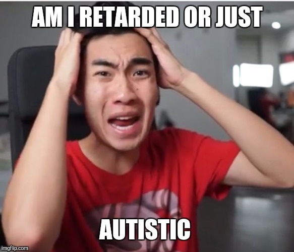 ricegum | AM I RETARDED OR JUST; AUTISTIC | image tagged in ricegum | made w/ Imgflip meme maker