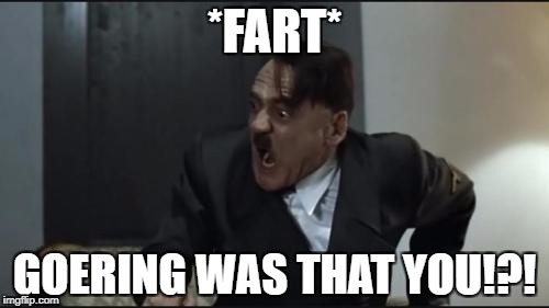 Hitler | *FART*; GOERING WAS THAT YOU!?! | image tagged in hitler | made w/ Imgflip meme maker