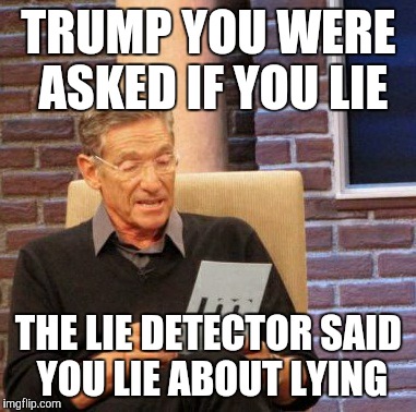 Maury Lie Detector Meme | TRUMP YOU WERE ASKED IF YOU LIE; THE LIE DETECTOR SAID YOU LIE ABOUT LYING | image tagged in memes,maury lie detector | made w/ Imgflip meme maker