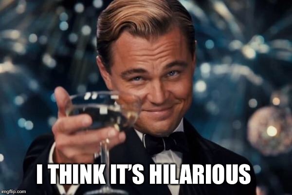 Leonardo Dicaprio Cheers Meme | I THINK IT’S HILARIOUS | image tagged in memes,leonardo dicaprio cheers | made w/ Imgflip meme maker
