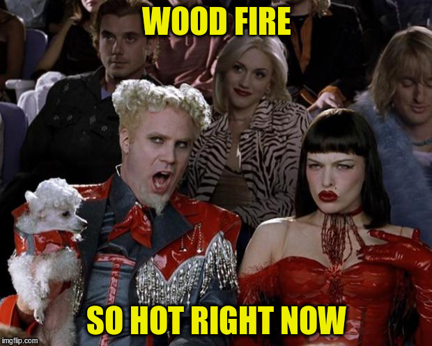 Mugatu So Hot Right Now Meme | WOOD FIRE SO HOT RIGHT NOW | image tagged in memes,mugatu so hot right now | made w/ Imgflip meme maker