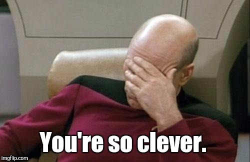 Captain Picard Facepalm Meme | You're so clever. | image tagged in memes,captain picard facepalm | made w/ Imgflip meme maker