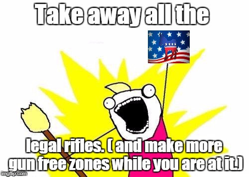 X All The Y Meme | Take away all the legal rifles. ( and make more gun free zones while you are at it.) | image tagged in memes,x all the y | made w/ Imgflip meme maker