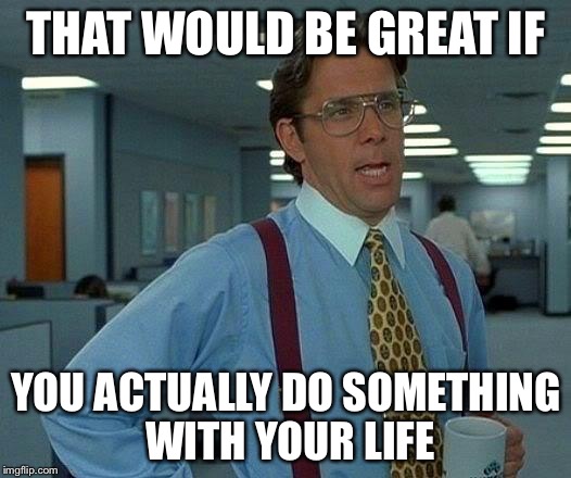 That Would Be Great | THAT WOULD BE GREAT IF; YOU ACTUALLY DO SOMETHING WITH YOUR LIFE | image tagged in memes,that would be great | made w/ Imgflip meme maker