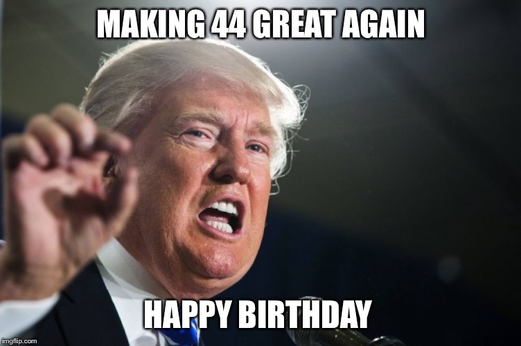 donald trump | MAKING 44 GREAT AGAIN; HAPPY BIRTHDAY | image tagged in donald trump | made w/ Imgflip meme maker