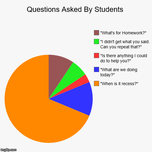 Questions Asked By Students | image tagged in funny,pie charts | made w/ Imgflip chart maker