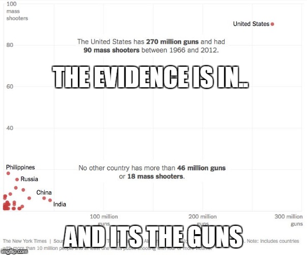 It's the guns, stupid! | THE EVIDENCE IS IN.. AND ITS THE GUNS | image tagged in guns,made in usa | made w/ Imgflip meme maker