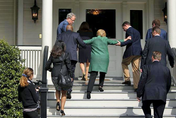 Hillary going upstairs Blank Meme Template