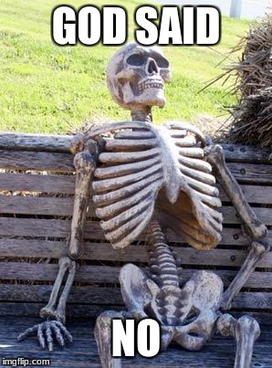 Waiting Skeleton | GOD SAID; NO | image tagged in memes,waiting skeleton | made w/ Imgflip meme maker