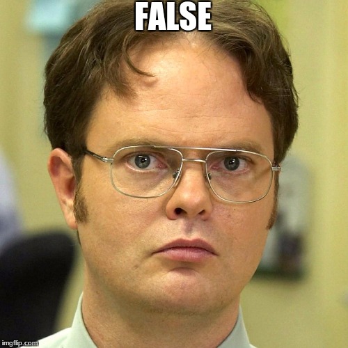 FALSE | image tagged in dwight schrute,slowstack | made w/ Imgflip meme maker