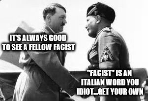 good to see you | IT'S ALWAYS GOOD TO SEE A FELLOW FACIST; "FACIST" IS AN ITALIAN WORD YOU IDIOT...GET YOUR OWN | image tagged in good to see you | made w/ Imgflip meme maker