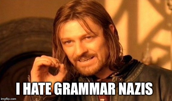 One Does Not Simply Meme | I HATE GRAMMAR NAZIS | image tagged in memes,one does not simply | made w/ Imgflip meme maker