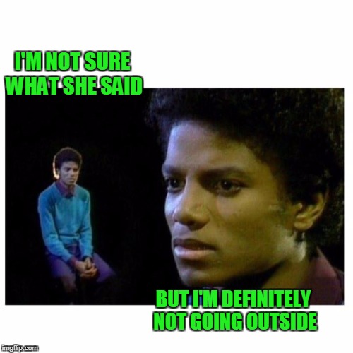 I'M NOT SURE WHAT SHE SAID BUT I'M DEFINITELY NOT GOING OUTSIDE | made w/ Imgflip meme maker
