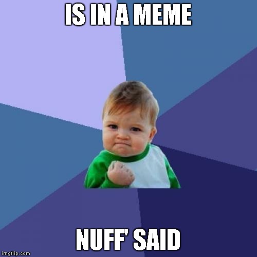 Success Kid Meme | IS IN A MEME NUFF' SAID | image tagged in memes,success kid | made w/ Imgflip meme maker