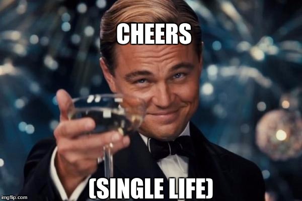 Leonardo Dicaprio Cheers Meme | CHEERS; (SINGLE LIFE) | image tagged in memes,leonardo dicaprio cheers | made w/ Imgflip meme maker