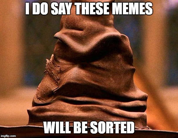 Sorting Hat | I DO SAY THESE MEMES; WILL BE SORTED | image tagged in sorting hat | made w/ Imgflip meme maker