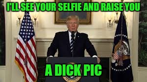 I'LL SEE YOUR SELFIE AND RAISE YOU A DICK PIC | made w/ Imgflip meme maker