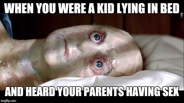 Scarred for life | WHEN YOU WERE A KID LYING IN BED; AND HEARD YOUR PARENTS HAVING SEX | image tagged in netflix and chill,parents,sex,awkward,truth | made w/ Imgflip meme maker