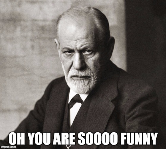 Oh you are sooooo funny | OH YOU ARE SOOOO FUNNY | image tagged in funny,funny memes,sigmund freud,death stare,sarcasm | made w/ Imgflip meme maker