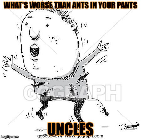 WHAT'S WORSE THAN ANTS IN YOUR PANTS; UNCLES | image tagged in ants in pants | made w/ Imgflip meme maker