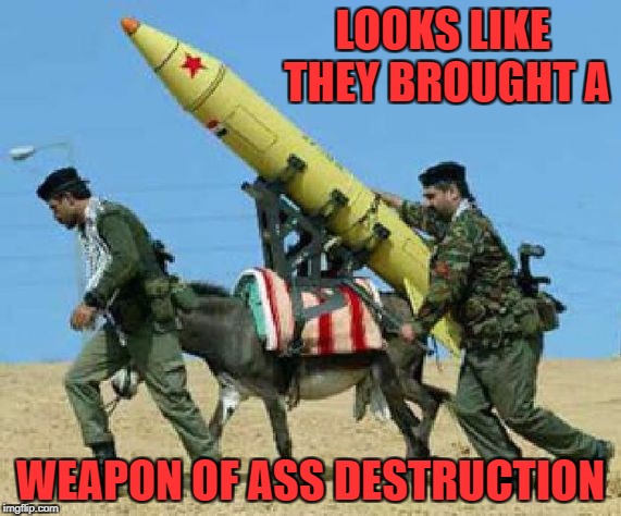Military Week... A Chad-, DashHopes, JBmemegeek & SpursFanFromAround event
 | LOOKS LIKE THEY BROUGHT A; WEAPON OF ASS DESTRUCTION | image tagged in weapon of ass destuction,memes,military week,donkey bomb,funny,military | made w/ Imgflip meme maker