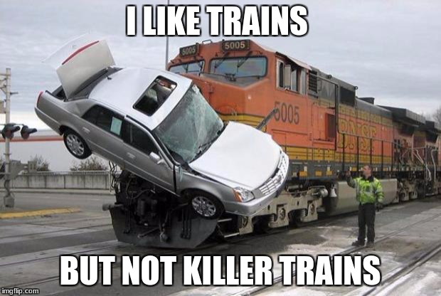 disaster train | I LIKE TRAINS; BUT NOT KILLER TRAINS | image tagged in disaster train | made w/ Imgflip meme maker