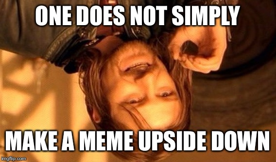 Feel a lil dizzy this morning | ONE DOES NOT SIMPLY; MAKE A MEME UPSIDE DOWN | image tagged in memes,one does not simply,upside-down | made w/ Imgflip meme maker