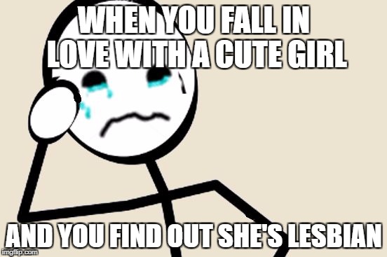 First World Stick Figure Problems | WHEN YOU FALL IN LOVE WITH A CUTE GIRL; AND YOU FIND OUT SHE'S LESBIAN | image tagged in first world stick figure problems | made w/ Imgflip meme maker