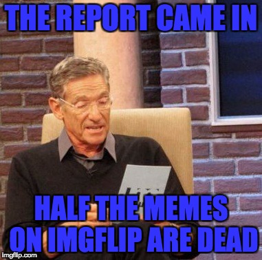 Maury Lie Detector Meme | THE REPORT CAME IN; HALF THE MEMES ON IMGFLIP ARE DEAD | image tagged in memes,maury lie detector | made w/ Imgflip meme maker
