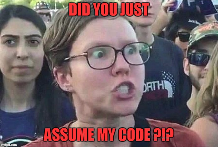 DID YOU JUST ASSUME MY CODE ?!? | made w/ Imgflip meme maker