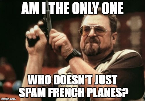 Am I The Only One Around Here Meme | AM I THE ONLY ONE; WHO DOESN'T JUST SPAM FRENCH PLANES? | image tagged in memes,am i the only one around here | made w/ Imgflip meme maker