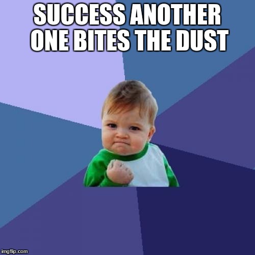 Success Kid Meme | SUCCESS ANOTHER ONE BITES THE DUST | image tagged in memes,success kid | made w/ Imgflip meme maker