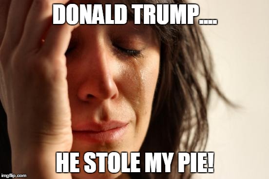 First World Problems Meme | DONALD TRUMP.... HE STOLE MY PIE! | image tagged in memes,first world problems | made w/ Imgflip meme maker