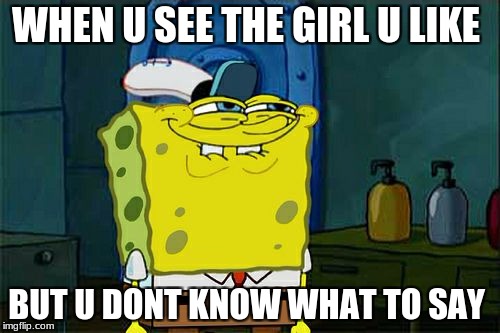 Don't You Squidward Meme | WHEN U SEE THE GIRL U LIKE; BUT U DONT KNOW WHAT TO SAY | image tagged in memes,dont you squidward | made w/ Imgflip meme maker