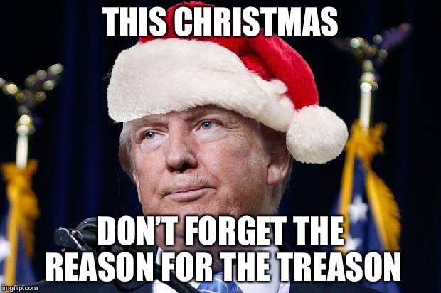 THIS CHRISTMAS; DON’T FORGET THE REASON FOR THE TREASON | image tagged in drumpf santa | made w/ Imgflip meme maker