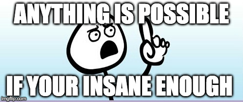 ANYTHING IS POSSIBLE; IF YOUR INSANE ENOUGH | image tagged in anything is possible | made w/ Imgflip meme maker